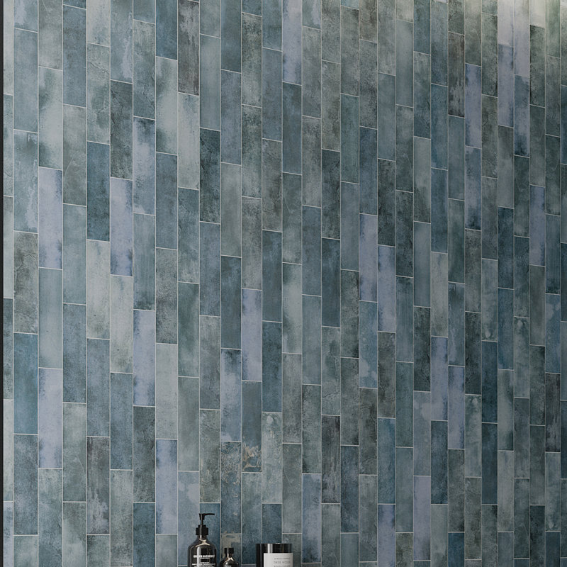 Carreau de mur en porcelaine zellige 2 "x 10" Mirage, Denim bleu marine