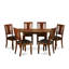 Ensemble de table de salle à manger 7 pièces composé d'une table rectangulaire en bois avec feuille papillon et 6 chaises de cuisine en similicuir, acajou-864782519-864783177-961491633