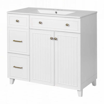 Meuble-lavabo de salle de bain avec lavabo en céramique