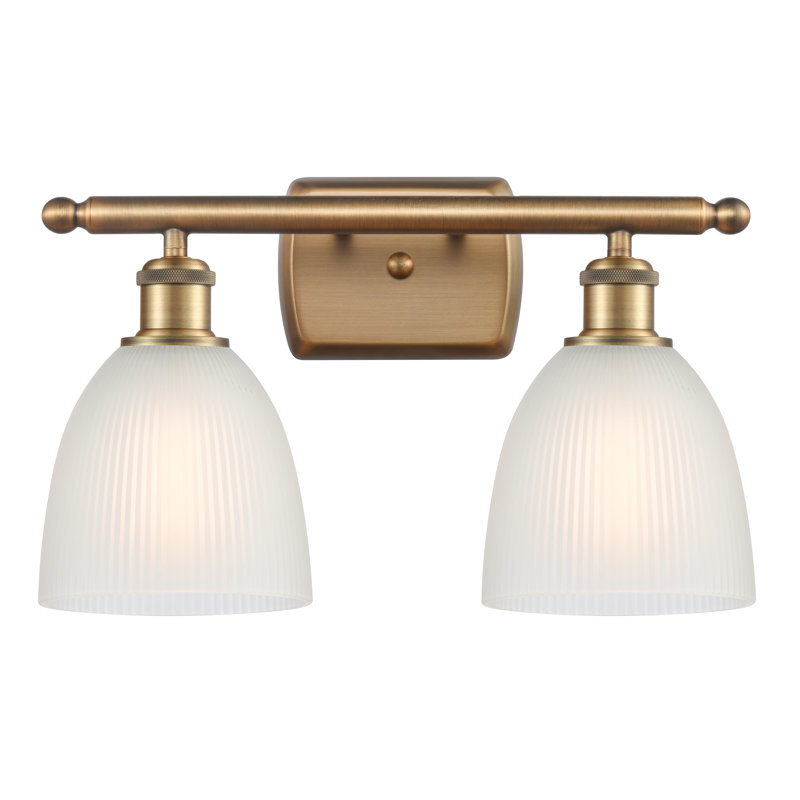 Éclairage pour salle de bain 2 lumières Asdsit, Ampoule incandescente rétro de 60 watts, Blanc, Laiton brossé