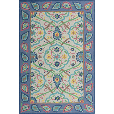 Tapis multicolore en laine touffeté à la main Brittany