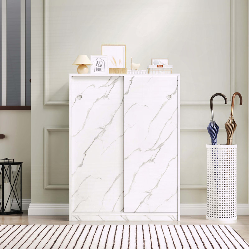 Armoire à chaussures 6 portes Marble, Blanc