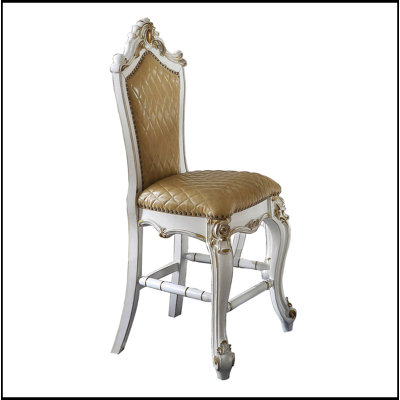 Chaises à hauteur de comptoir sans accoudoirs de couleur caramel et perle antique (ensemble-2)