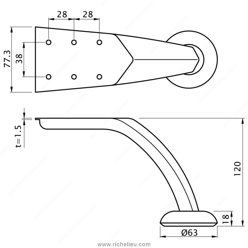 Pied de table contemporain, Nickel brossé