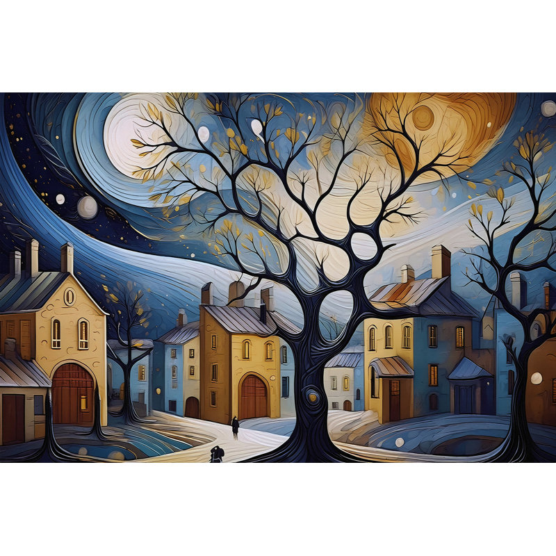 Moonlit Town, 20" H x 30" W