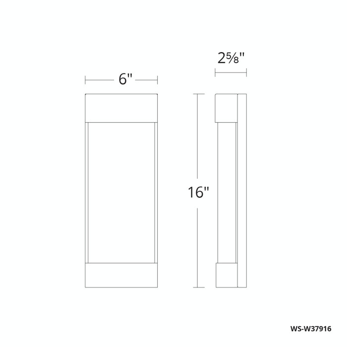 Fathom 1 - Light LED Outdoor Flush Mount, 16" H x 6" W x 2.63" D