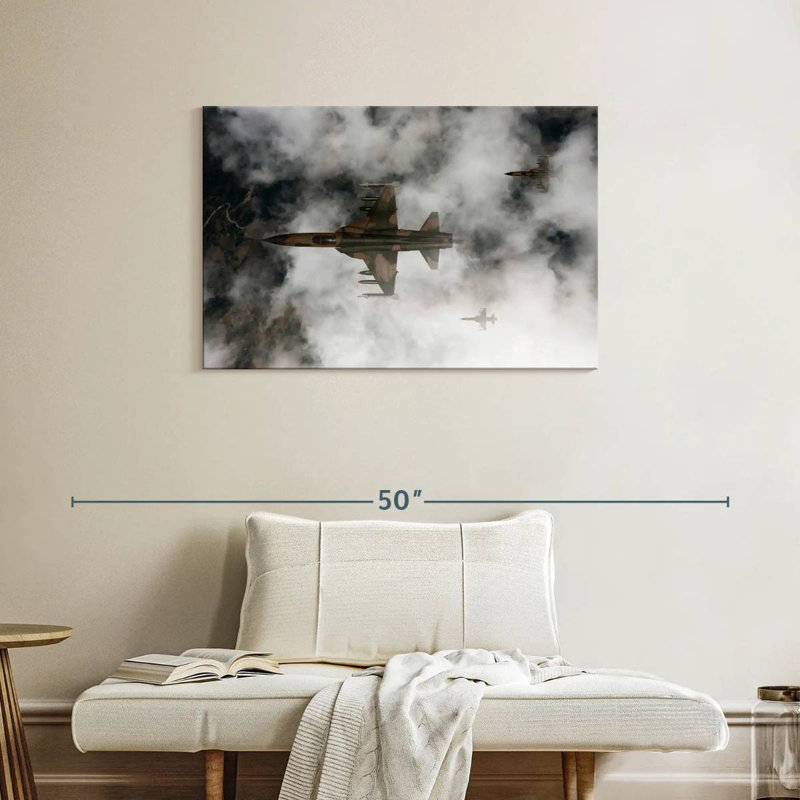 Mait Cloudy Fighter Jets, 24" H x 36" W
