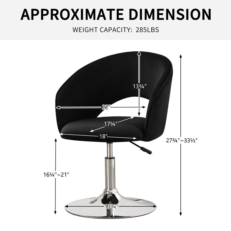 Fauteuil d'appoint rembourré et pivotant Modern, Velours noir