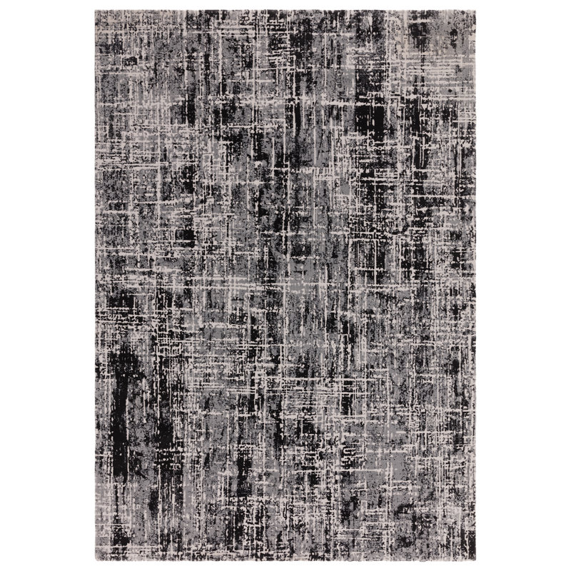 Abrienne Soft Shiny Modern Black/Grey Rug, Rectangle 200 x 290cm