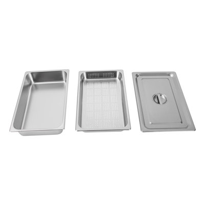3-Piece Hotel Steamer Set with Lid Steamer Pot Perforated Steam Pan, Stainless Steel Steamer for Kitchen and Catering