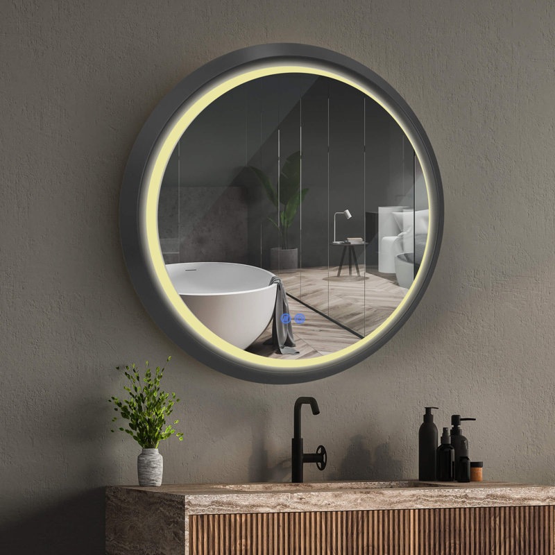 Aluminum Mirror, Black, 24" x 24"