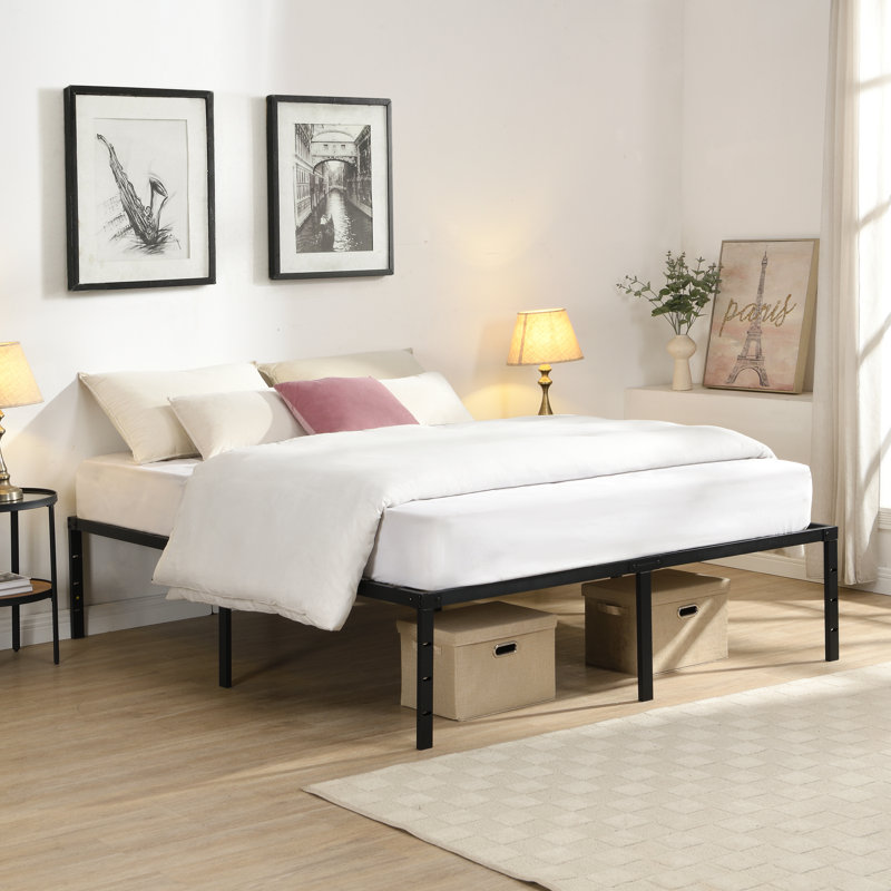 Queen Size Bed Frame , Heavy Duty Metal Bed Frame , Quick & Easy Assembly, No Noise, Black