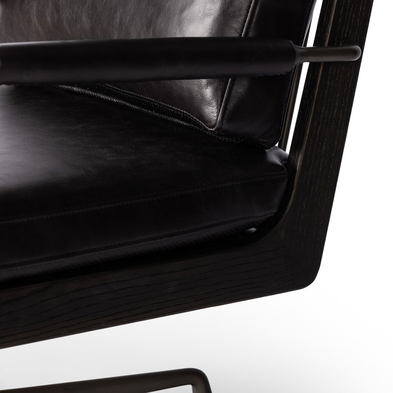 LUDVIG Leather Swivel Executive Chair, Black, Black