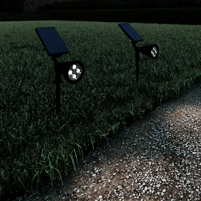 Black Solar LED Pathway Lights with Auto On/Off, Set of 2