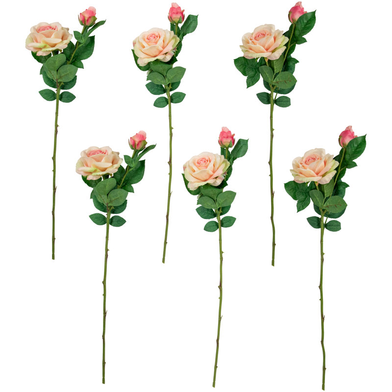 Toucher les tiges artificielles roses, Rose