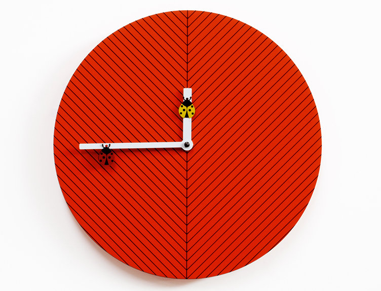 Vita Wood Wall Clock, Dark Orange