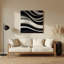 Art mural horizontal rayé gris clair, gris foncé, noir et métal-88430265