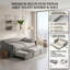 UK&EU 3-in-1 Velvet Extendable Daybed with Pop-Up Trundle, Upholstered Sofa Bed Frame, Beige & Grey, 90x190/200cm-367988562-367988563