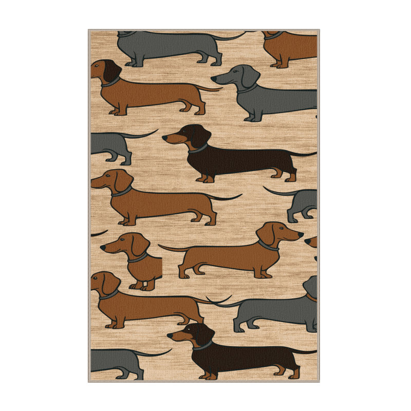 Washable Dachshund Dogs Area Rug, Rectangle 6' x 9'