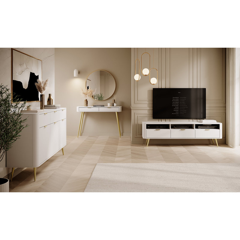Oval 163.5cm Sideboard, White