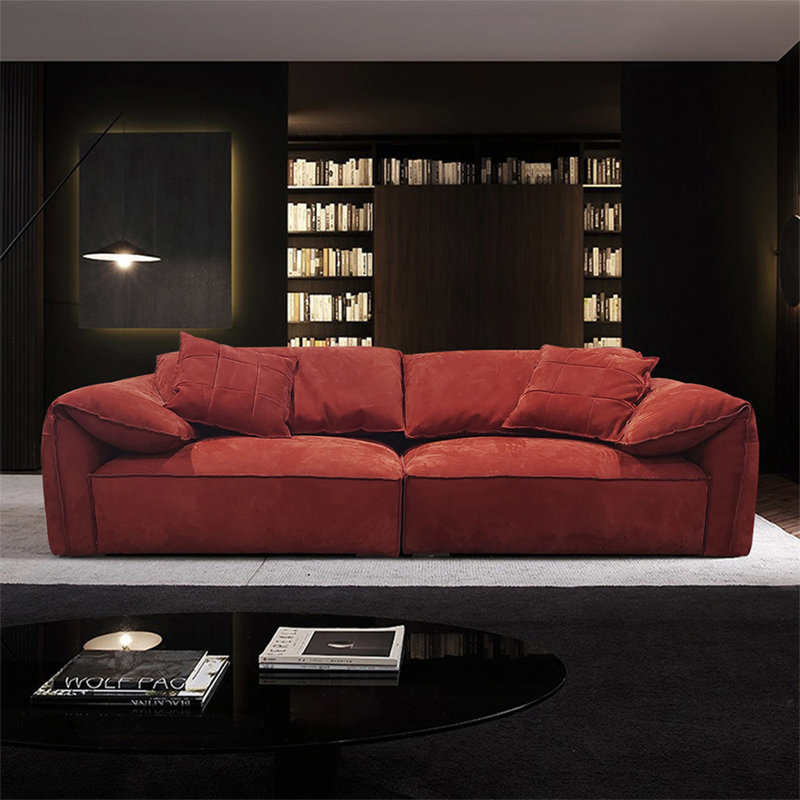 Canapé modulaire rouge en polyester, Rouge, 4, H 32,68 po x l 110,24 po x P 45,28 po