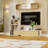 100.8'' W Stretchable L-Shaped TV Stand Console Table With Flip Down Cabinet Doors And Multiple Open Shelves(75.2'' W To 100.8'' W)