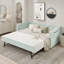 Lit de jour simple en vichy convertible 3 en 1 avec couchette et poches de rangement-315950681