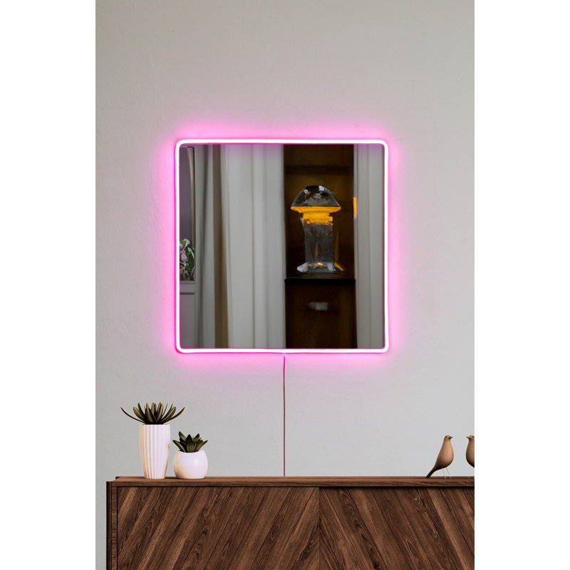 Miroir avec éclairage DEL, Rose