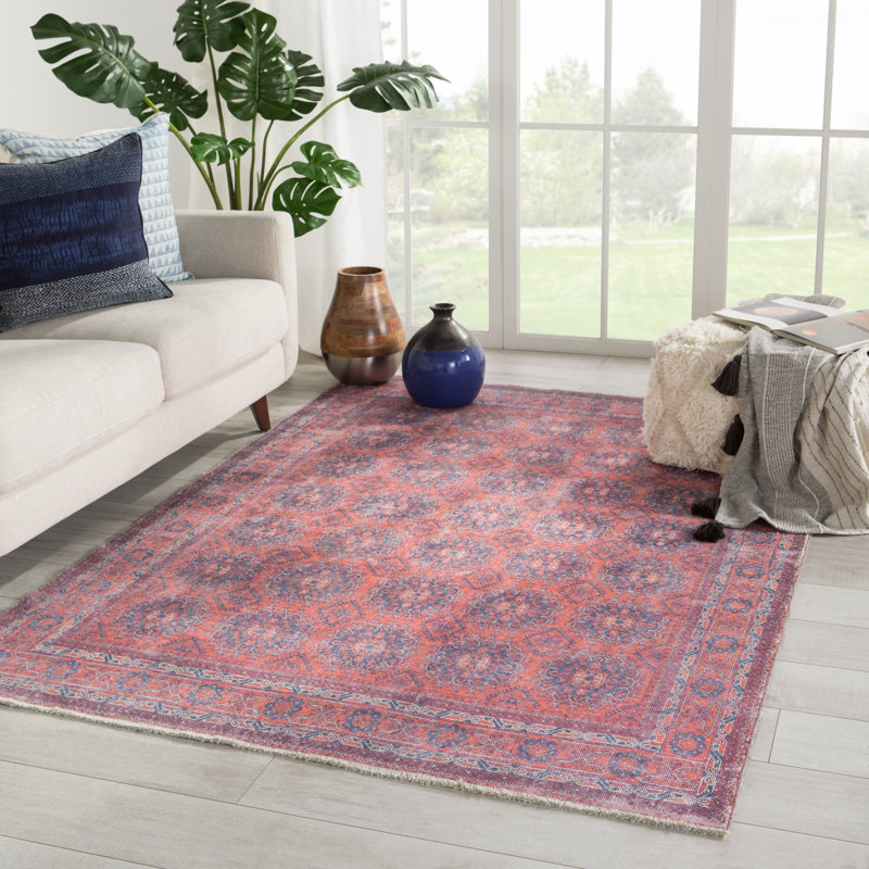 Tapis oriental bleu / mauve / rose Deemer, Rectangle 8 pi 10 po x 11 pi 9 po