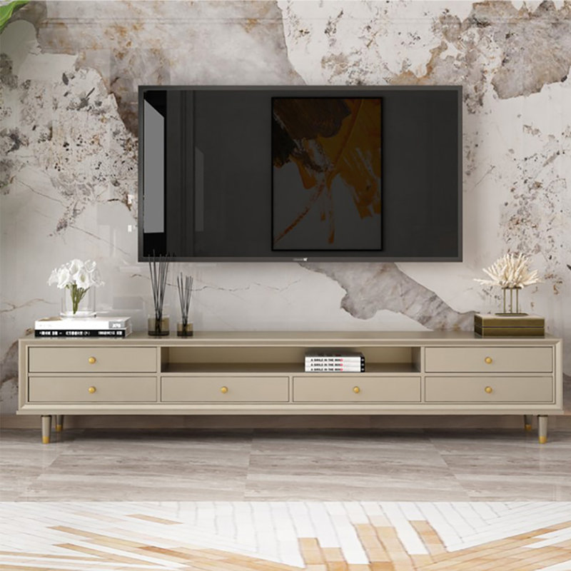 Meuble télé en bois massif American Light Luxury, 70.9"