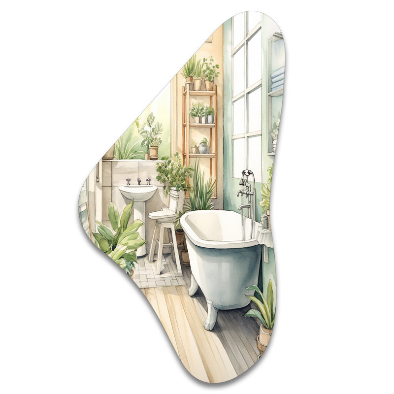 «Bathroom Botanical Dream II» - Décoration murale irrégulière en métal pour salle de bain, H 31 po x l 17 po x P 1 po