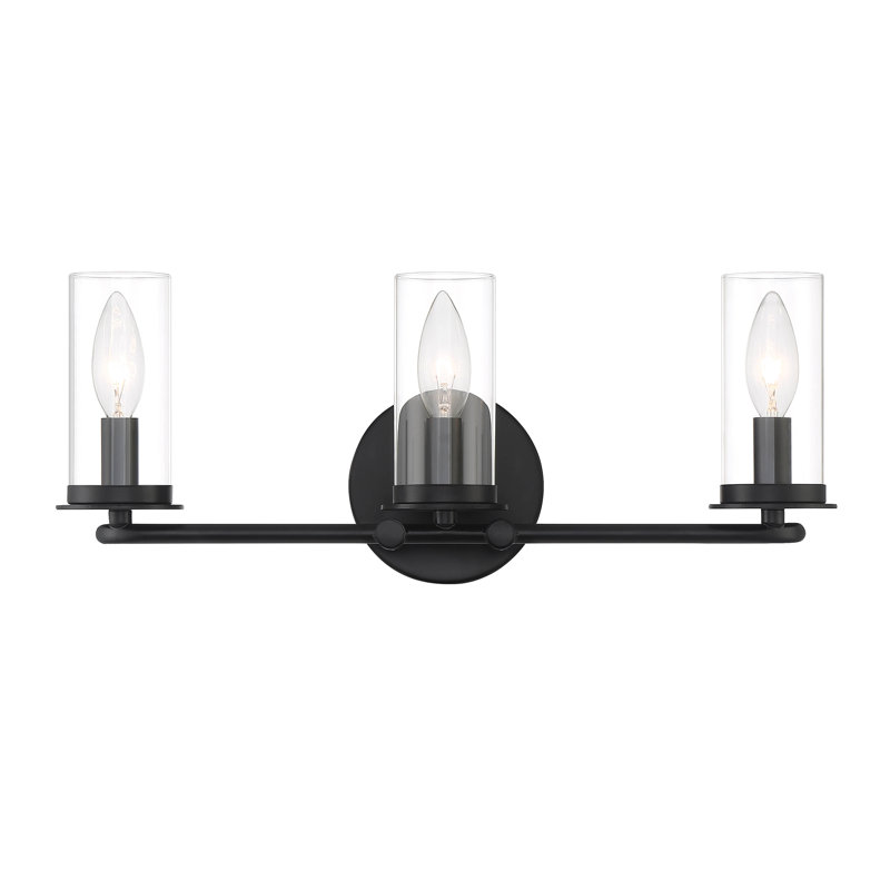 Éclairage de salle de bain à intensité variable 3 lumières Maeghan, Noir mat