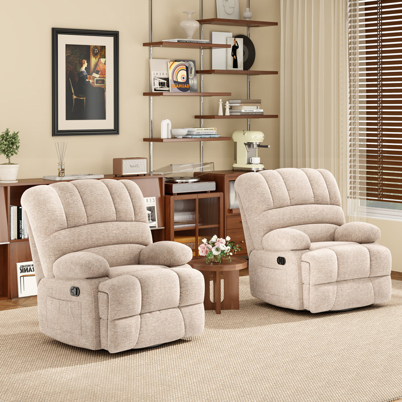 Heald 40.94"W Upholstered Swivel Rocker Recliner
