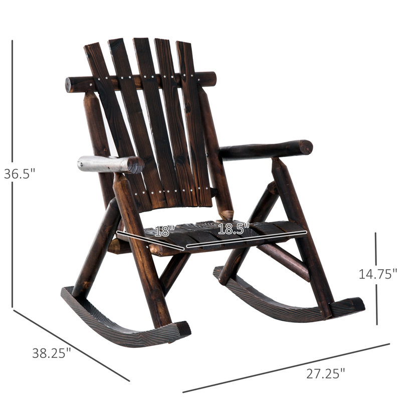 Brown Wood Rocking Seat - Patio, Garden, Porch Use High , , Shock-Absorbing Rustic Wooden Chair In Furniture Cozy
