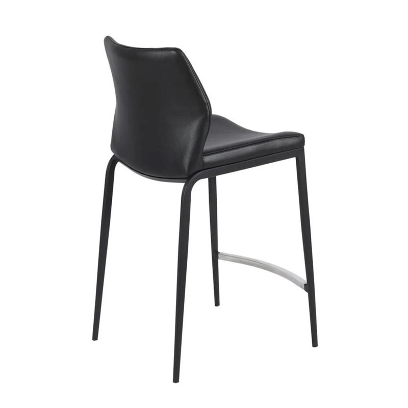 Tabouret en cuir Curve, Noir