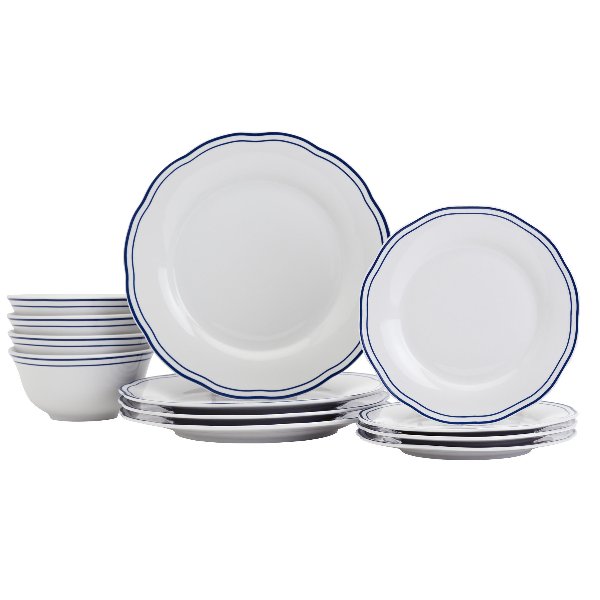 Tabletops Gallery Vintage 12 Piece Embossed Porcelain Dinnerware Set in