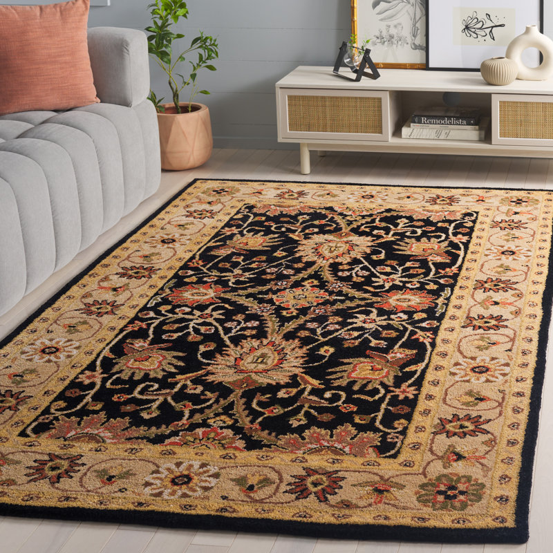 Dunbar Hand Tufted Wool/Cotton/Latex Oriental Rug in Beige/Brown/Black, Rectangle 7'6" x 9'6"