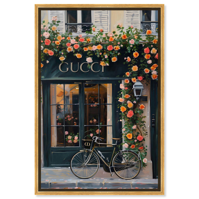 Store in Fall Time, designer de mode sur toile par Art Remedy, Cadre doré, H 37 po x l 25 po