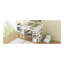 Lit mezzanine double avec bureau intégré avec deux tiroirs et tablettes et tiroirs de rangement, blanc