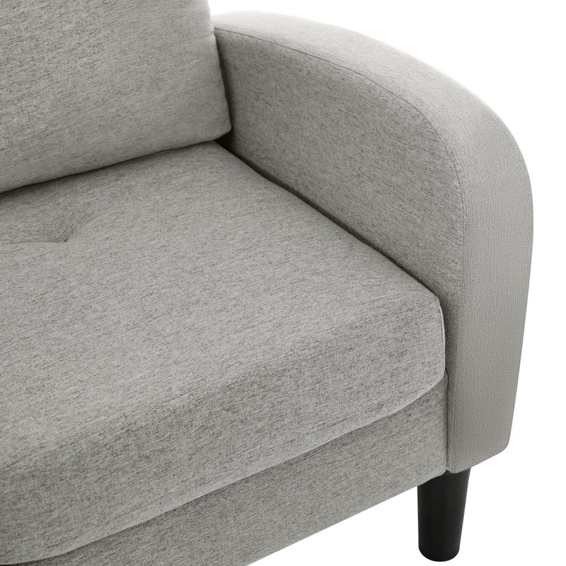 3 Seater Sofa & Chaise, Grey Linen