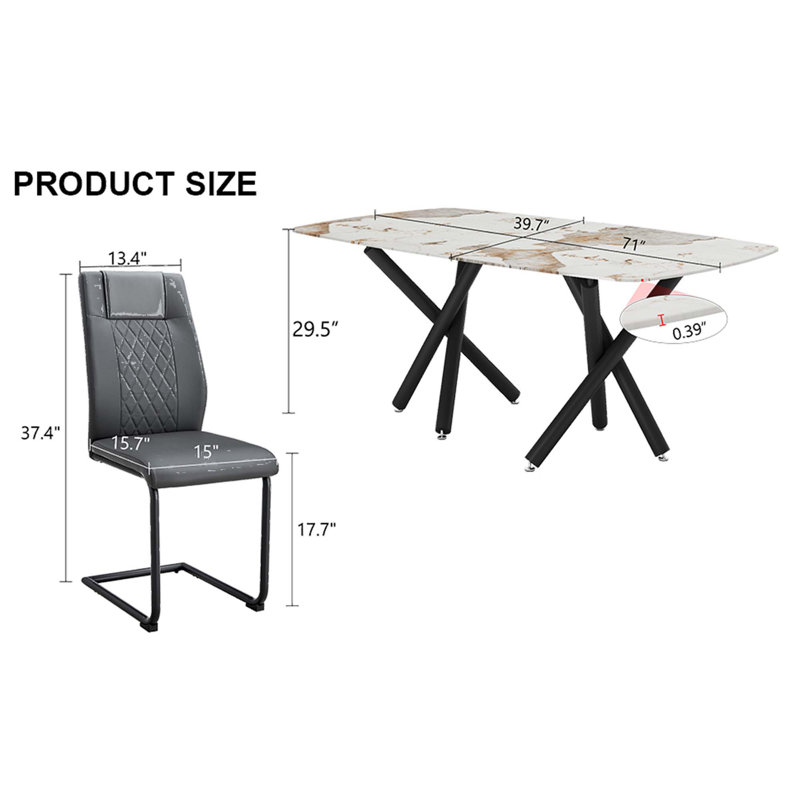 Kingsville 8 - Person Faux Marble Top Double Pedestal Dining Set, Gray