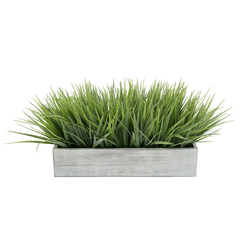 Herbe d'oignon artificielle en pot, Gris, H 10 po x l 21 po x P 10 po, Vert pâle