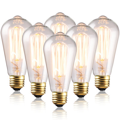 ST64 E26 Vintage Edison Bulb, 60W 2200K Squirrel Cage Filament Light Bulb