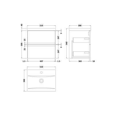 Urban 510mm Single Bathroom Vanity with Integrated Vitreous China Basin