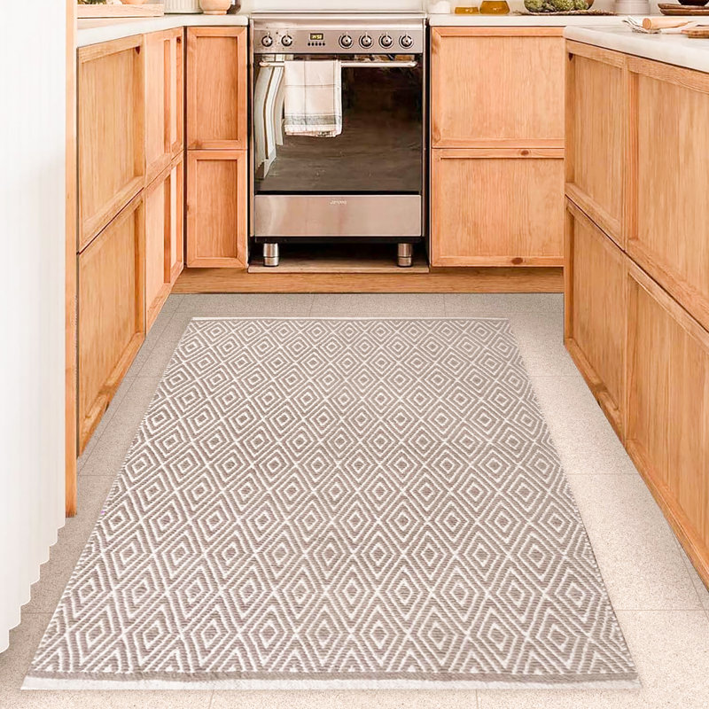 Sigel Handwoven Flatweave Taupe-White Rug, Rectangle 3' x 5'