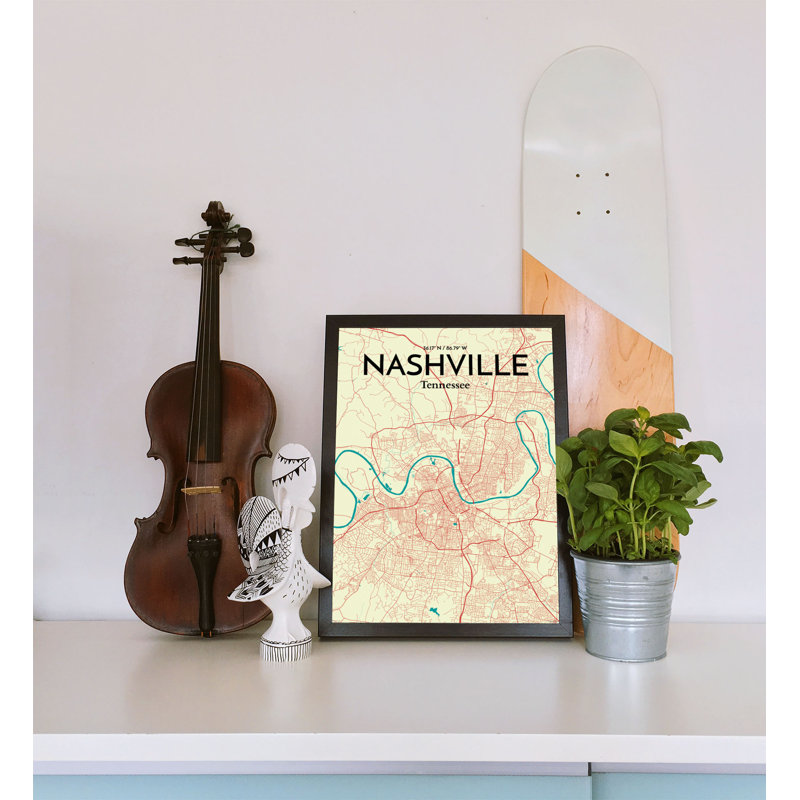 Nashville City Map - No Frame Print, 70cm H x 50cm W x 0.13cm D