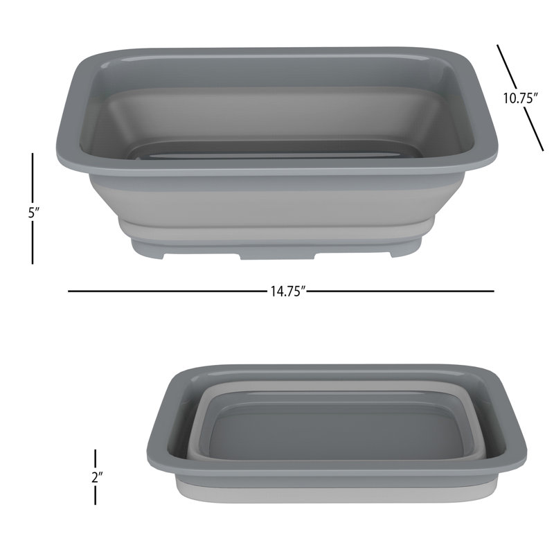Wakeman Collapsible 7.27L Ice Bucket - Multi-Use Basin, Dish Tub, and Storage Basket, Grey