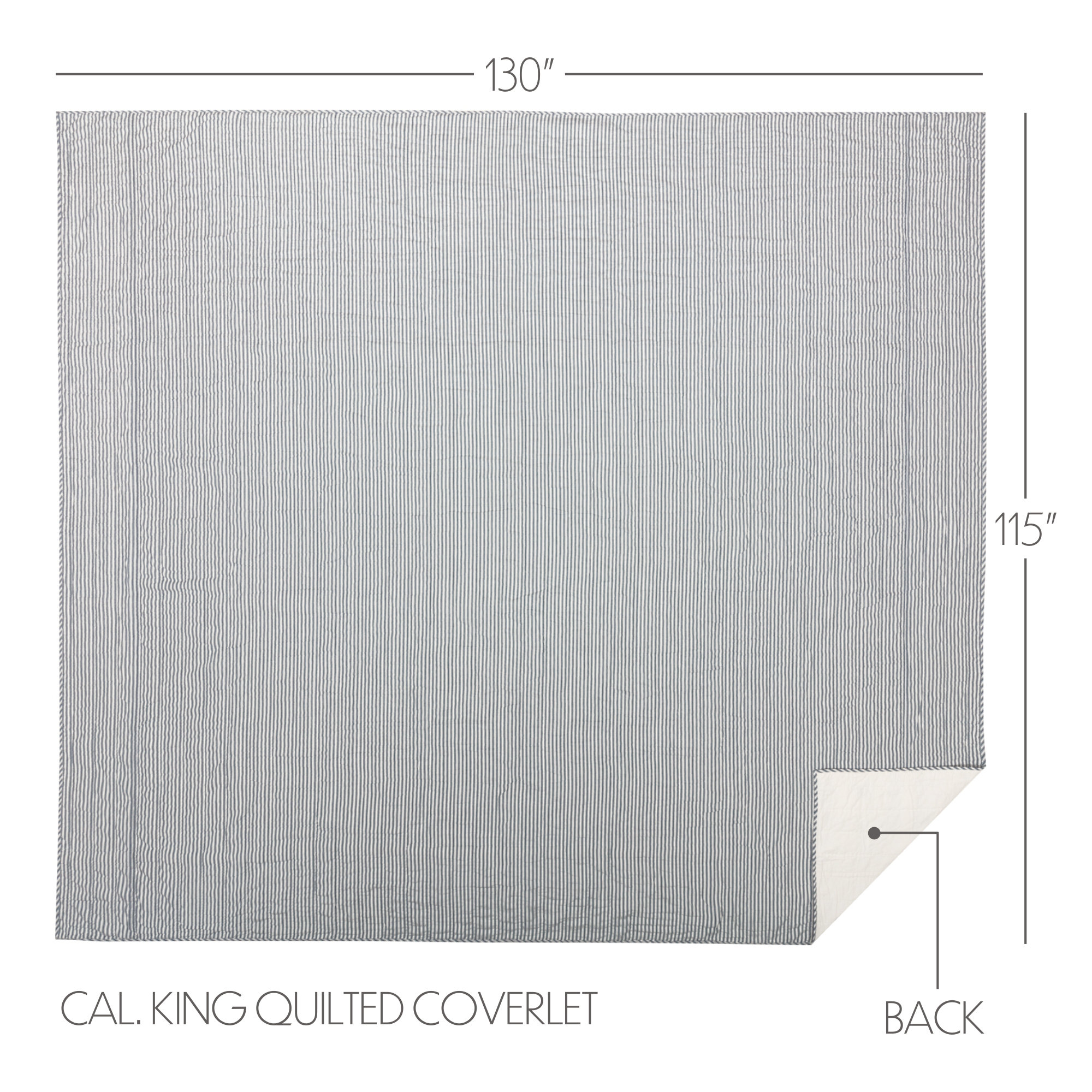 Sawyer Mill Ticking Stripe Quilt Coverlet, Demin Blue & Soft White, California King