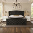 Ensemble de chambre à coucher grand classique et rétro 3 pièces, noir
