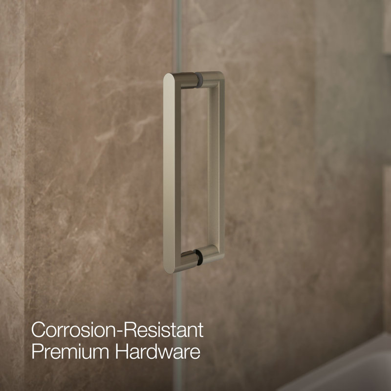 Composed 62 In. H Sliding Bath Door With 3/8 In. - Thick Glass, Nickel
